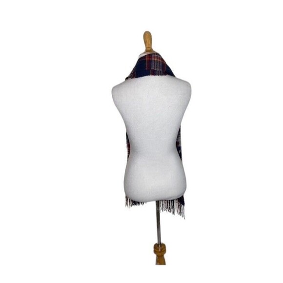 D&Y Softer Than Cashmere Plaid Scarf  Red Blue Pastel Fringe 64 x 12 Acrylic - Picture 4 of 5